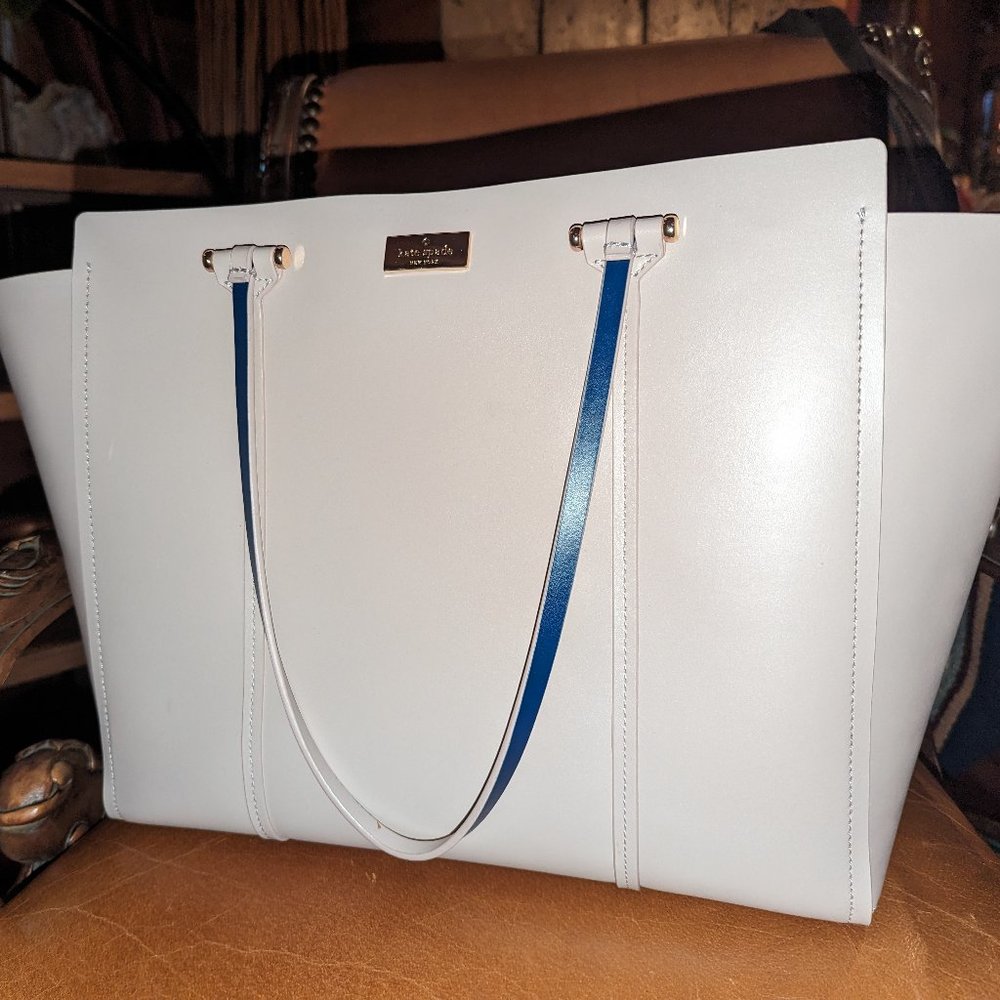 Kate Spade Genuine Leather ♠️ Tote with Blue Lining
